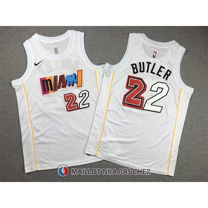 Maillot Enfant Miami Heat Jimmy Butler NO 22 Ville 2022-23 Blanc